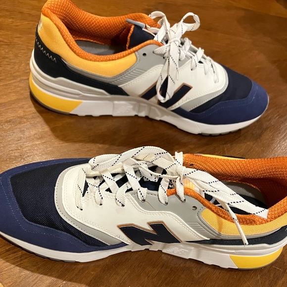 New Balance Blue and Orange Sneakers Casual Athletic Style - Picture 2 of 5